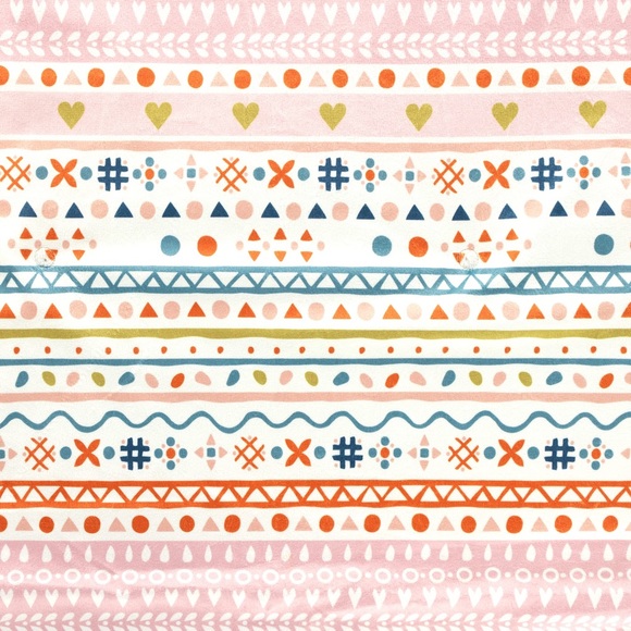 Oversized Plush Soft Blanket Baby Boho Metallic Hearts Reversible Pink & Orange - Picture 4 of 7